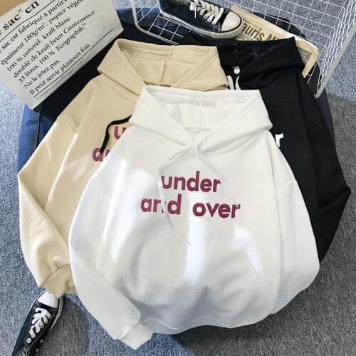 Women Alphabet Hoodie 2020 Harajuku Thick Winter Basic Sweatshirt Casual Long Sleeve Thicken Hooded Tops Hoody Fashion Pullovers