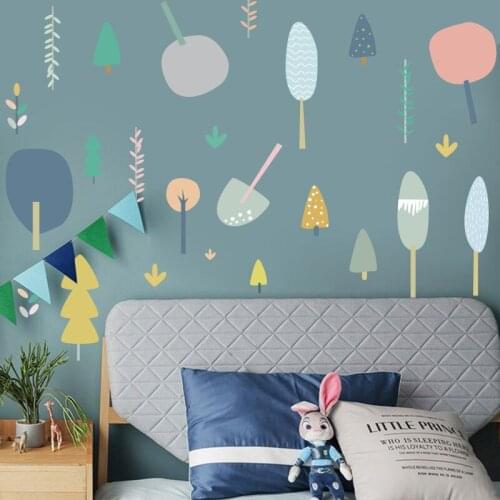 Creative Fairy Tale Woods Cartoon Tree Wall Sticker for Warm Kindergarten Childrens Room Wall Decoration Bedroom Decor