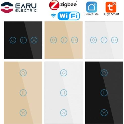 10A WiFi/Zigbee Smart Touch Curtain Switch Roller Blind Motor Switch Tuya Smart Life Remote Control Works with Alexa Google Home