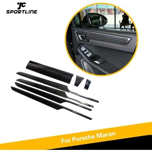 Real Carbon Fiber Interior Decorative Trim Cover For Porsche Macan 2014 2015 2016 7pcs/set LHD Only
