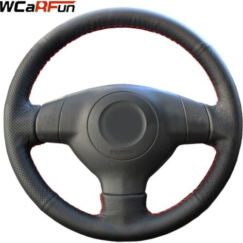 WCaRFun DIY Customized Name Hand-Stitched Black Artificial Leather Car Steering Wheel Cover for Suzuki SX4 Alto Old Swift