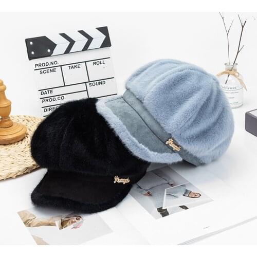 Faux velvet Women Beret Autumn Winter Octagonal Cap Hats Stylish Artist Painter Newsboy Caps Black Grey Beret Hats Autumn Winter