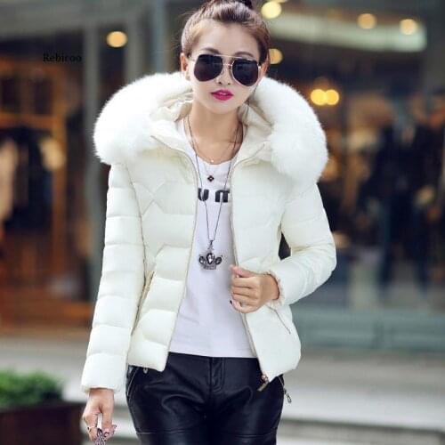 Winter Coat Slim Winter Jackets Women New Warm Fur Collar Hooded Solid Women Down Jacket Outerwear Winter Coat Women Jacket