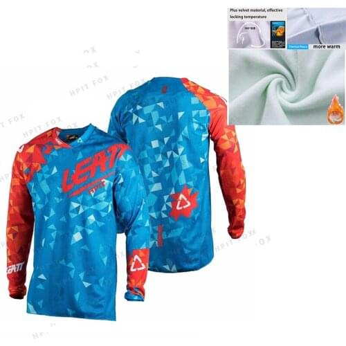 Hpit leatt Winter Warm Fleece Jersey Mens Cross-country MTB Downhill Jersey Fleece Bike Motorcycle Shirt Motorcycle Warm Jersey