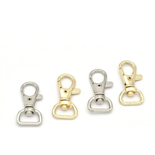 Gold Sliver Swivel Clasp with D Rings Trigger Snap Hook Lobster Claw Clasp Key chain Base Lanyards Keys Clips Bag Key Ring 14mm