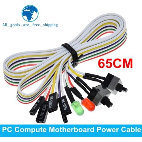 1PCS 65CM Slim PC Compute Motherboard Power Cable Original On Off Reset with LED Light PC Power Reset Switch Push Button Switch
