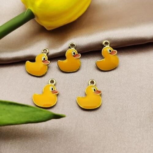 10 12*12mm Duck Charm with Yellow Enamel Craft Supply DIY Finding Cute Rubber Ducky Duck Charm Pendants RUBBER DUCK CHARM U237DG