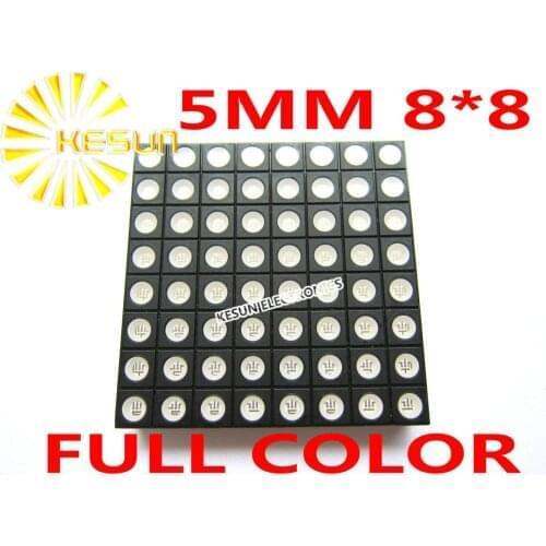 10PCS x 5MM 8X8 RGB Full Color 60*60 LED Dot Matrix Digital Tube Module LED Display Module 2388RGB Light Beads
