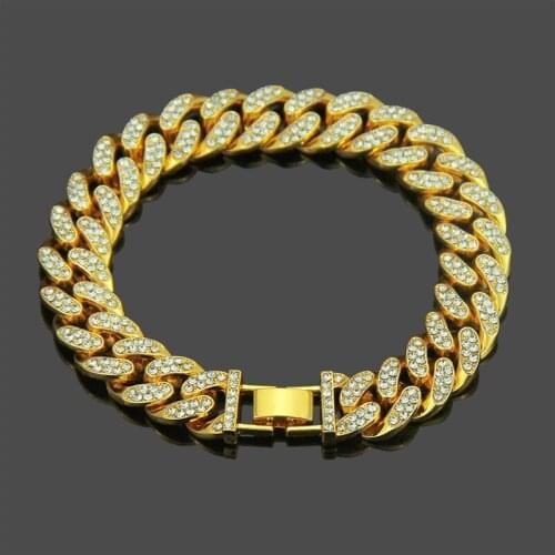 2019 Street fashion hip hop pop full zircon bracelet sparkling hip hop personality male accessories Support a generation