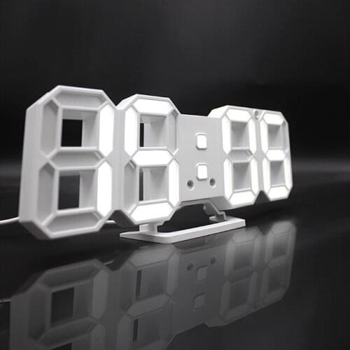 3D LED Wall Clock Modern Design Digital Table Clock Alarm Night Light For Home Living Room Decoration