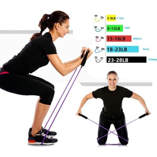 5 Levels Resistance Bands with Handles Yoga Pull Rope Elastic Fitness Exercise Tube Band for Home Workouts Strength Training
