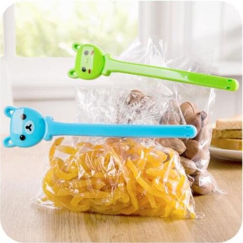 6 Pieces/Lot Cute Cartoon Bear Head Food Preservation Sealing Clip Plastic Food Bag Clips Moisture-proof Cute Home Storage