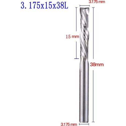80pc 3.175X15X38L UP&DOWN Cut Two Flutes Spiral Carbide Mill Cutters for CNC Router, Wood End Mill