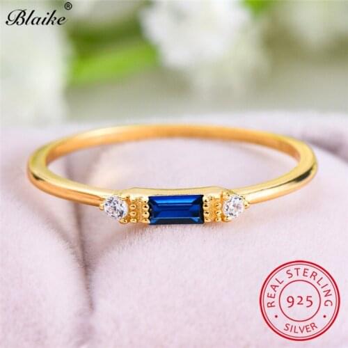 925 Sterling Silver Wedding Rings For Women Minimalist Thin Ring Stacking Small Rectangle Zircon Promise Engagement Ring Jewelry