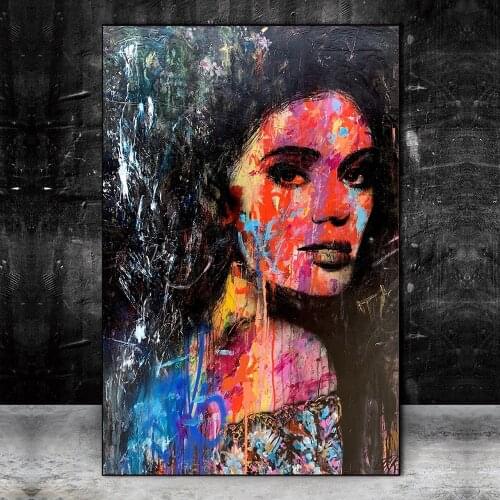 Abstract Woman Graffiti Art Canvas Paintings On the Wall Art Posters And Prints Modern Art Canvas Picture For Living Room Cuadro