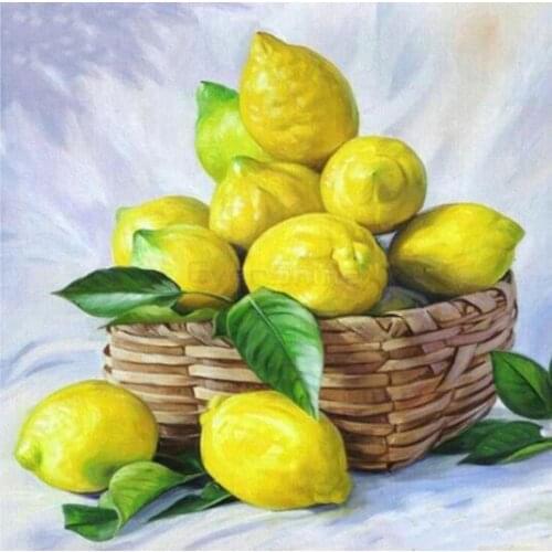 Diamond Mosaic Fruit Square Diamond Painting Cross Stitch Pictures of Rhinestones Diamond Embroidery Lemon Kitchen Decoration