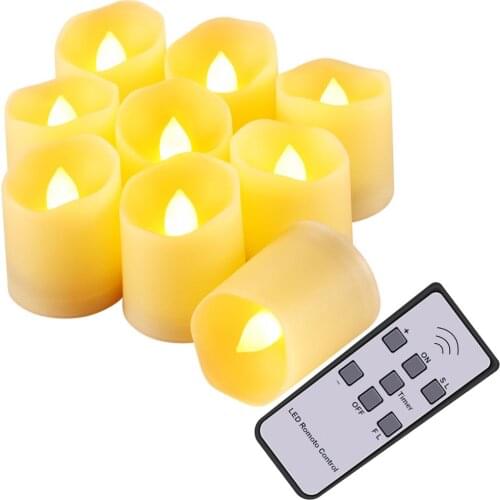 AMIR Flameless Electronic Candle Flicker LED Night Light Remote Control Festival Party Wedding Home Decoration 9PCS Candles