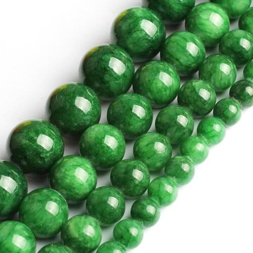 Natural Stone Green Cloud Chalcedony Jades Beads Round Loose Spacer Bead For Jewelry Making DIY Charm Bracelet 6 8 10 12mm 15"
