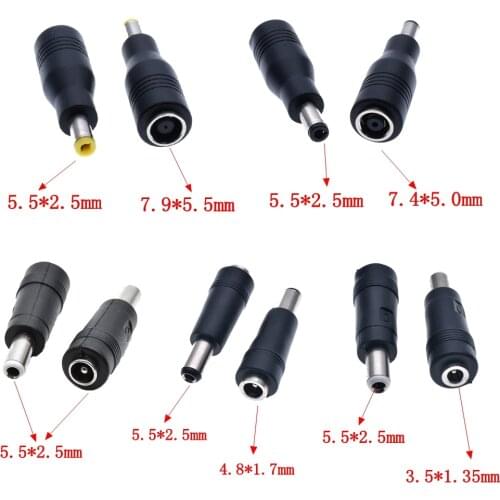 DC jack 5.5 X 2.5 mm Male to 7.9*5.5 7.4 *5.0 3.5*1.35 4.8*1.7 5.5*2.5mm Female DC power plug adapter