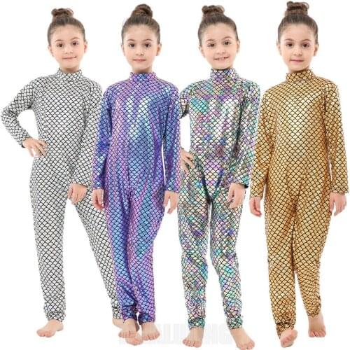 Girls Arrival Fish Scale Mermaid Halloween Cosplay Costume Overalls for Child One Piece Bodysuits Teen Halloween Party Clothes