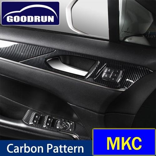 For Lincoln MKC Carbon Fiber Pattern Rear View Mirror Dashboard Air Outlet Inner Door Handle Cover Car Door Handle Riser Panel