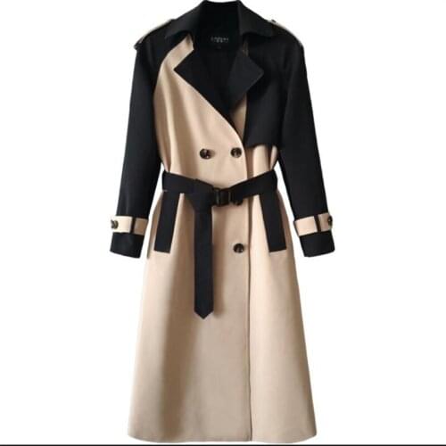European autumn winter ladies trench coat for women long sleeves coats womens casaco color matching woman jaqueta plus size 4XL