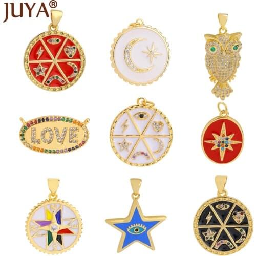 JUYA Jewelry Making Copper Pendant Moon Star Charms for Women Necklace Earrings Bracelet DIY Handmade Jewelry Accessories