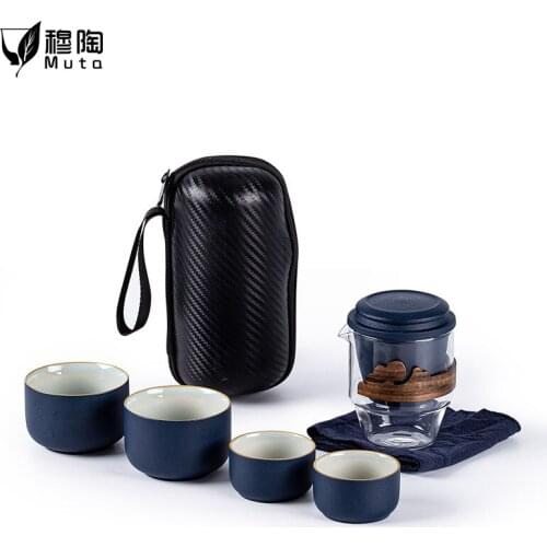 Ceramic teapot gaiwan teacups chinese tea pot portable travel tea set puer chinese kung fu travel tea set drinkware four cups