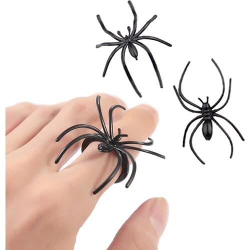 Gothic Black Spider Animal Ring Punk Creative Alloy Fashion Jewelry Finger Adjustable Ring Women Men Street Jewelry Gifts