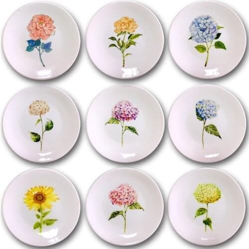 Creative Ceramic Decorative Plate Hand-painted Flowers Crafts Vintage Wine Cabinet Home Wall Living Room Decoration
