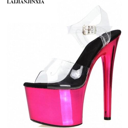 LAIJIANJINXIA New Open Toe Concise Women Boots Platform Sandals 17Cm High Stripper Heels Pole Dance Shoes Sexy Nightclub Sandals