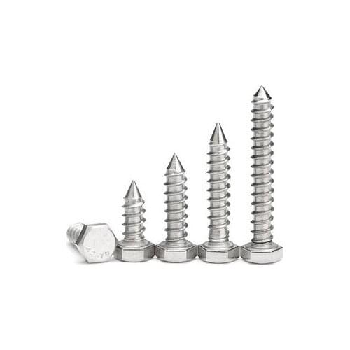 M12 304 Stainless Steel External Hexagon Self-tapping Screws Hex Wood Screw 40mm-100mm Length