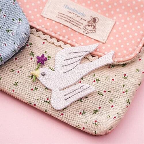 Maxsin 1 Pc High Quality Cartoon Embroidered Cute White Pigeon Sticker Garment Accessories Clothes Patch Decorative DIY