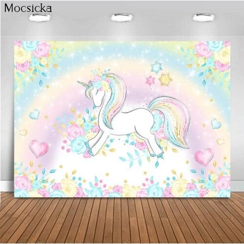 Mocsicka Birthday Party Background Stars Unicorn Decoration Style Baby Shower Photo Background Photography Studio