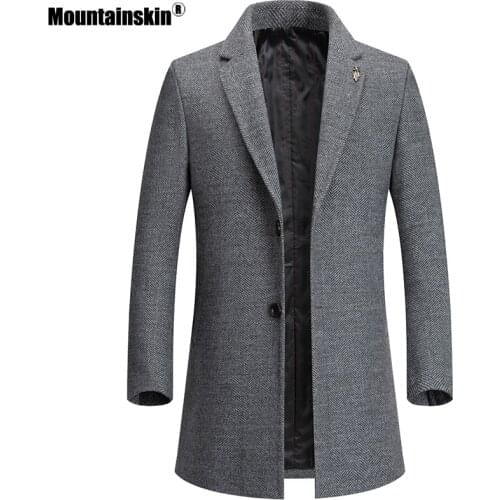 Mountainskin Winter Mens Long Woolen Jackets Thick Windproof Warm Wool Coats Male Solid 2020 New Fashion Trench Jacket MT055