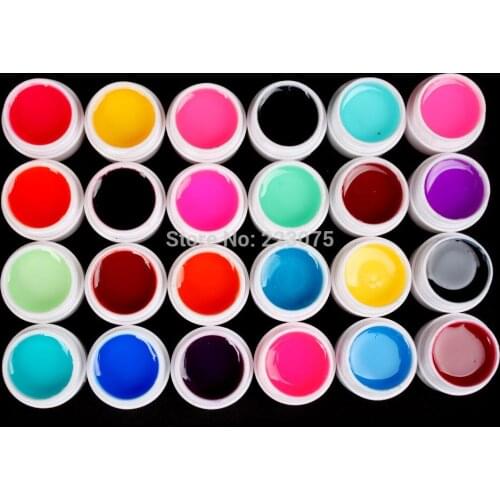 New DIY 24 PCS Mix Colors Glass UV Builder Gel Acrylic Nail Art Set for Nail Tips