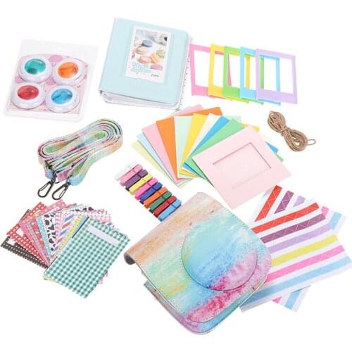 Rainbow Camera Mist Case Bundles Set Synthetic Leather Bag Colorful Filter close-up Len For Fujifilm Instax Mini 8 9 Accessories