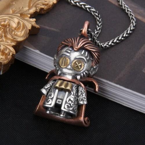 BOCAI New solid pure s925 silver jewelry retro personalized ornaments dolls earl vampire fashion man pendant
