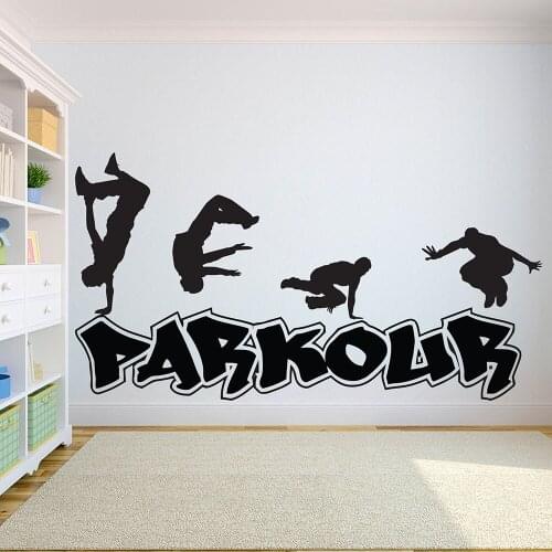 Parkour Wall Decal Extreme Sports Jumping City Street Dance Vinyl Window Stickers Art Teens Bedroom Playroom Interior Decor Q760