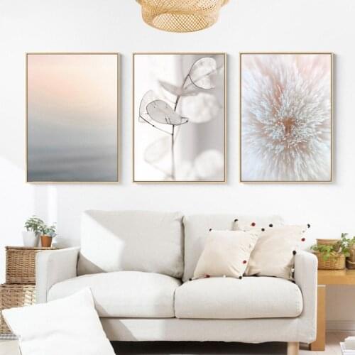 Pastel Color Blush Pink Canvas Painting Botanical Nature Scandinavian Posters Nordic Decoration Wall Pictures for Living Room