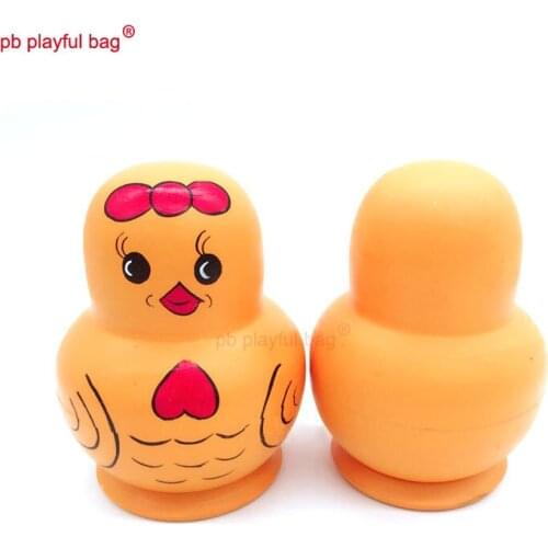 PB Playful bag 10 layers chicken Russian dolls wooden DIY toy set crafts Valentines Day creative funny gift decorations HG79
