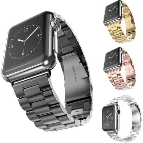 3 Beads Stainless Steel Watch Band For iWatch SE 6 5 4 3 2 1 Bracelet for Apple Watch Band 40mm 44mm 38mm 42mm Replacement Strap