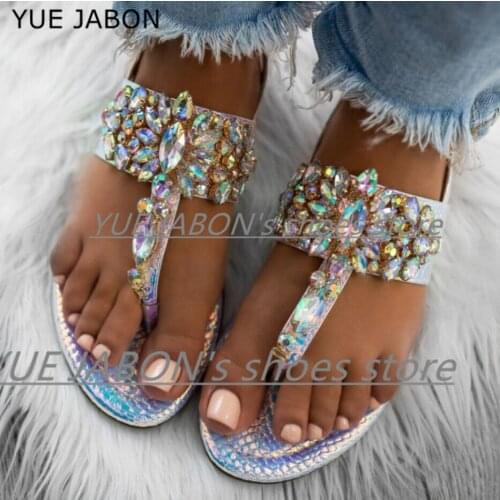 Summer Women Slippers 2021 Fashion Sandals Flat Shoes for Woman Rhinestone Female Casual Slides Beach Outdoor Gladiator Sandals