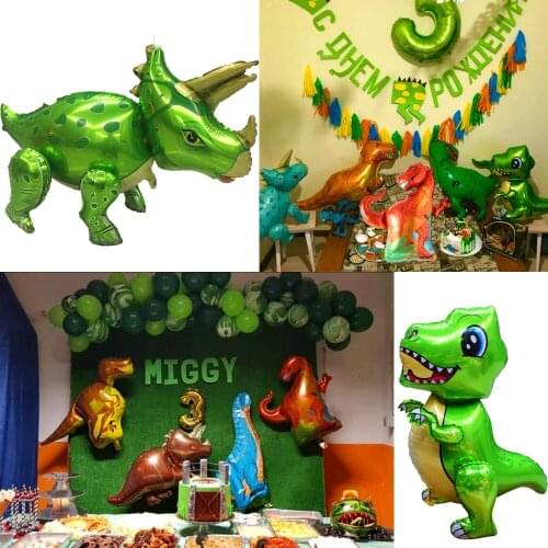 Cartoon Amnimal 4D Walking Dinosaur Balloons And Accessories Forest Party Mermaid Jurassic World Birthday Party Decorations Kids