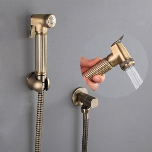 Toilet Bidet Faucets Antique Bronze Bidet Faucet Mixer Brass Bathroom Shower Blow-fed Spray Gun Nozzle Single Cold Water Taps