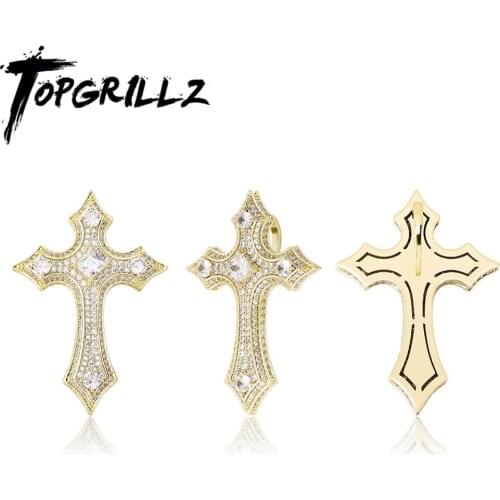 TOPGRILLZ High Quality Cross Pendant Iced Out Necklace Micro Pave Cubic Zirconia Pendant Hip Hop Fashion Jewelry Gift For Men