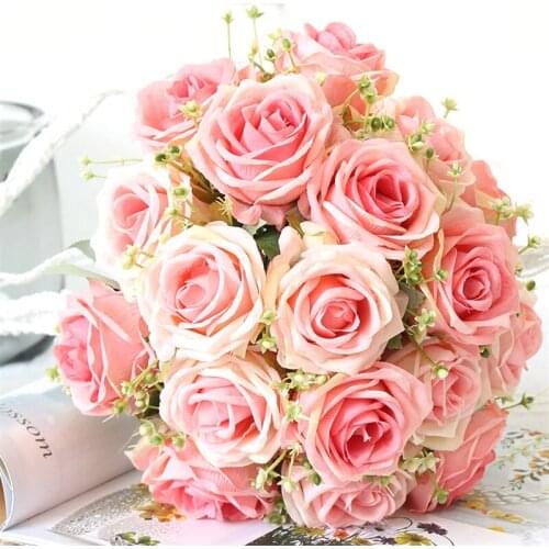 10CM Rose Artificial Flowers Head Wedding DIY Wreath Mothers Day Gifts Valentines Day Fake Flowers Scrapbook Home Decoration