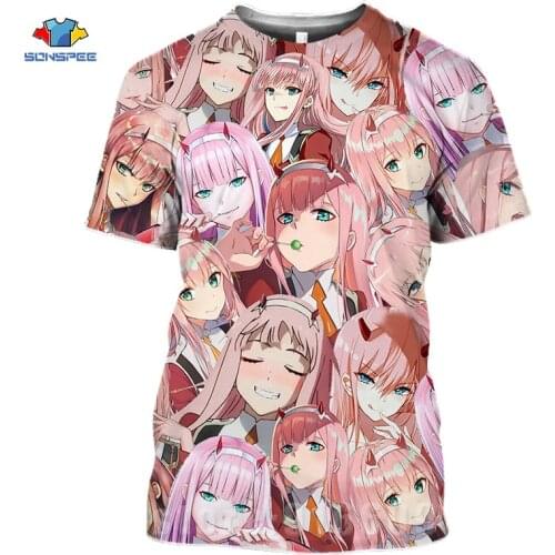 Funny Sexy Anime Gril Shirts 3D Harajuku Print Men Women Tshirts Fashion T-shirt Kids DARLING In The FRANXX Zero Homme Tshirt
