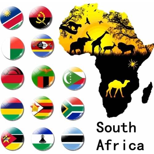 Country Souvenir Zambia Angola Zimbabwe Malawi Mozambique Botswana Namibia South Africa Flag 30mm Fridge Magnet Magnetic Sticker