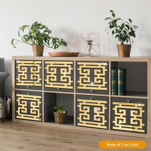 Retro Pattern Hollow Mirror Sticker Self Adhesive Acrylic Wall Decoration Decal For Living Room Bedroom TV Background Home Decor